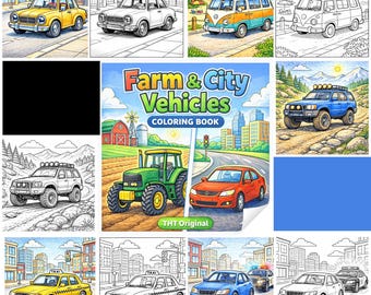 Retro Cars Coloring Book for Kids | 10 Vehicle Pages (Printable PDF)