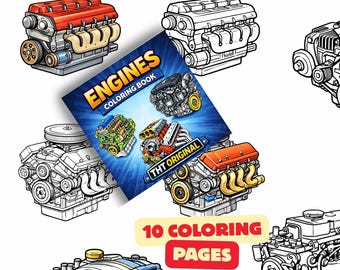 Engines Coloring Book – Printable PDF with 10 Pages for All Ages