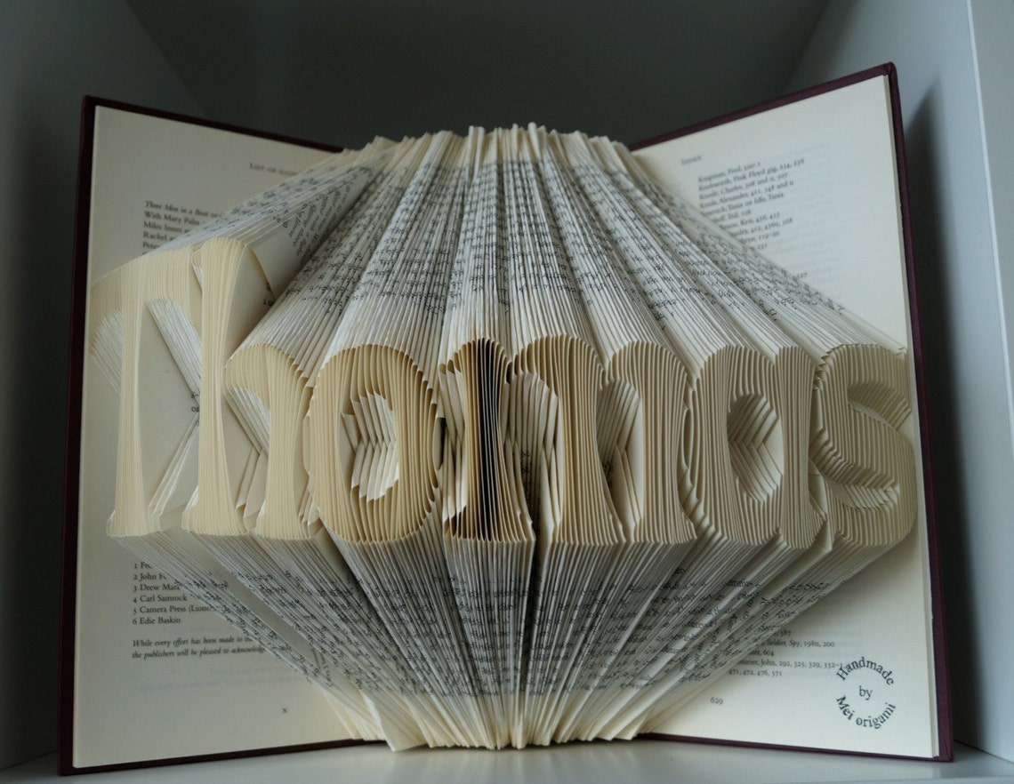 Art Du Papier Plié 7 Lettres Art livre plié personnalisé avec votre nom ou prénom-livre | Etsy