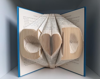 Personalized Folded Book Art, Paper Anniversary Gift,Valentine gift