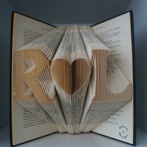 1st wedding Anniversary gift-Real Folded bookart-Personalized Wedding Gift-book origami-free standing initial-1st Christmas as a couple gift