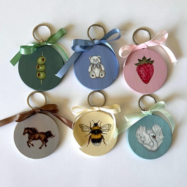 Wooden Painted Keychains - Etsy