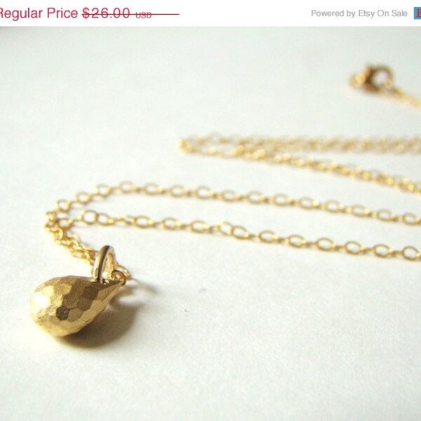 Holiday Sale 20% Off Sleek Faceted Gold Teardrop Nugget Necklace by LillyandLulu, Modern, Minimalist, Contemporary