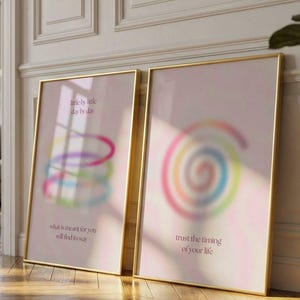 Positive Quote Wall Art Set of 2 – Aura Gradient Prints – Modern Minimalist Decor – Digital Download