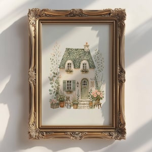 Decoración de pared estilo jardín rústico - Lámina vintage para habitación infantil estilo casa de campo - Decoración floral delicada - Descarga instantánea imprimible