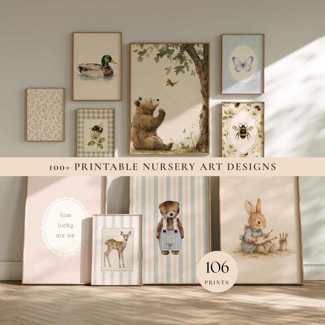 100+ Vintage Nursery Prints - Cottagecore Kids Room Wall Art ...