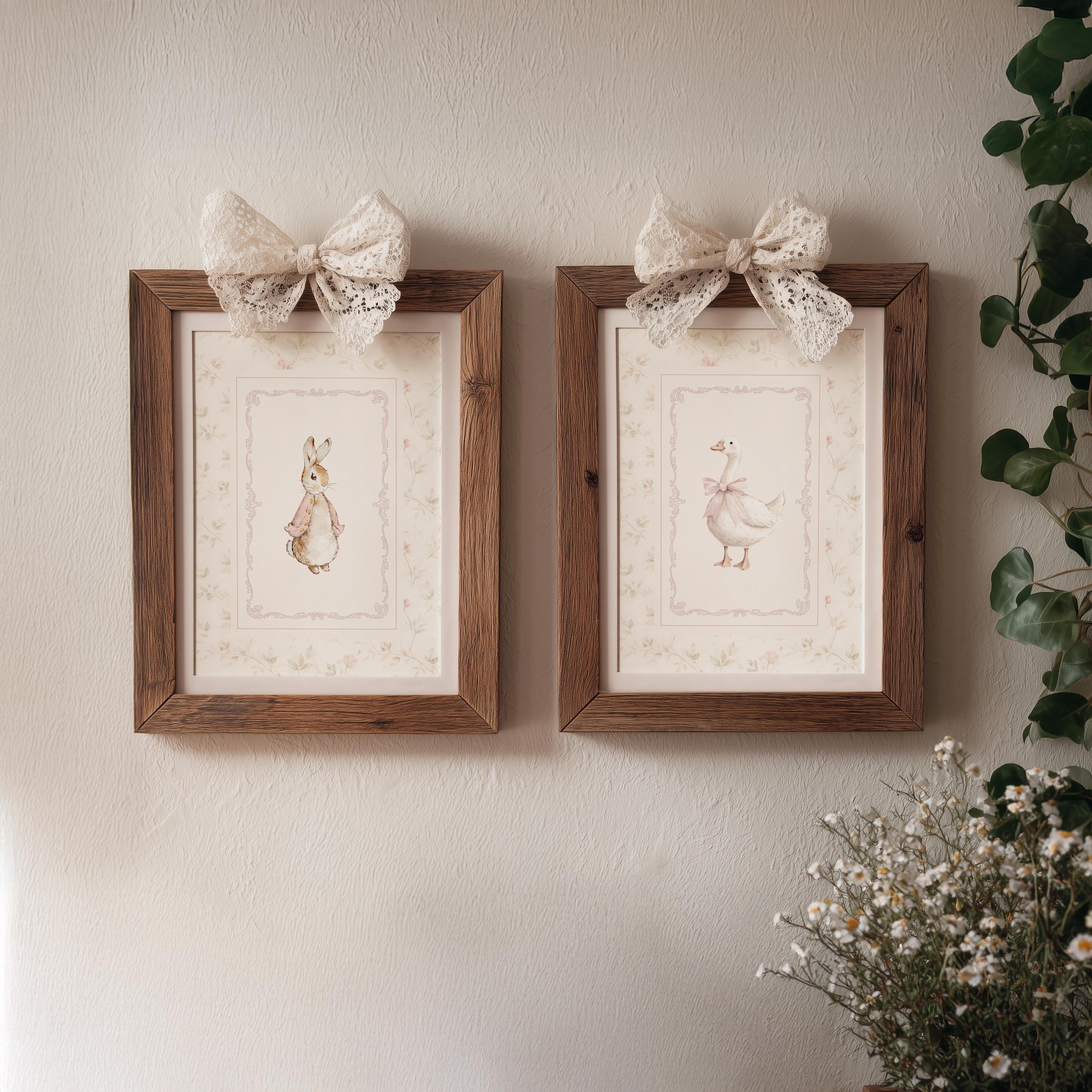 Personalized Nursery Wall Art Set of 3, Bunny and Goose Prints, Custom ...