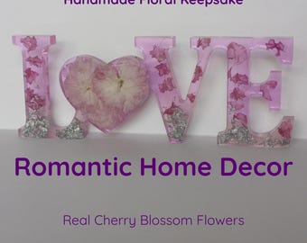 Floral Resin Word Signs: Family, Love, Home Decor Set
