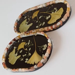 River or Ginkgo Flower Design – Oval Decorative Catchall Set – Resin Tray Bundle –Housewarming Gift