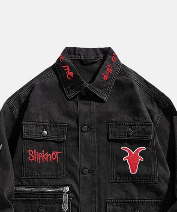 Slipknot Denim Jacket – Unisex Black Denim With Embroidered