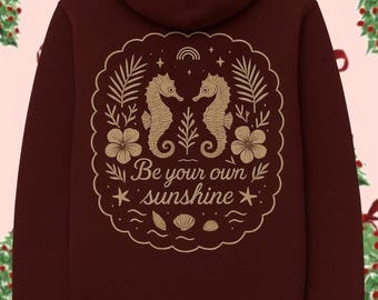 Pink Palm Beach Embroidered Hoodie - Be Your Own Sunshine