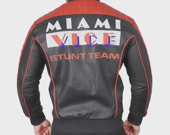 Black Leather Miami Vice Stunt Jacket - The Fall Guy Ryan Gosling