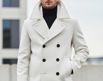 Wool Ivory Peacoat – APT.9 Coat Women's Large – Double Breasted