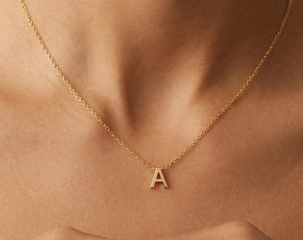 18k Gold Minimalist initial Necklace | personalized jewelry| Letter Necklace | Letter Charm Necklace | Letter Necklace| Christmas Gift