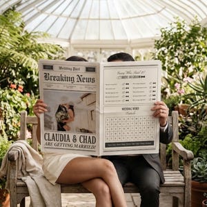 Editable Wedding Newspaper Template, Customized Newspaper Announcement, Save the Date Wedding Announcement, Engagement Newspaper