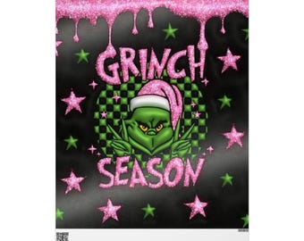 Pink and Green Grinch Christmas Gift Wrapping Paper