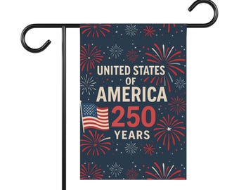 United States of America 250 Years Garden Banner | Patriotic Flag Fireworks