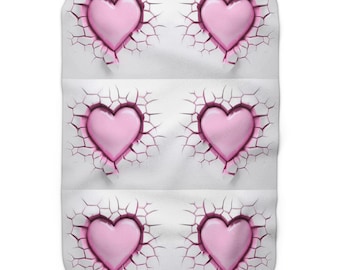 Pink Heart Sherpa Fleece Blanket | Cozy Valentine's Day Throw