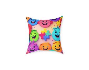 Colorful Emoji Pillow | Kids Playroom Decorative Cushion