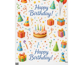Happy Birthday Cake Confetti Wrapping Paper | Birthday Gift Wrap Roll