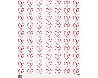 Red Hand-Drawn Hearts Wrapping Paper | Valentine's Day Pattern