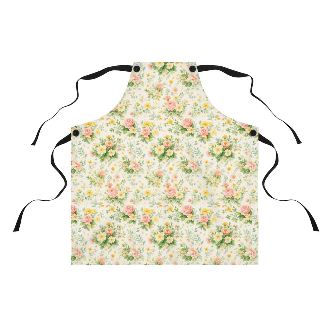 Vintage Floral Pattern Apron | Pink Roses Ditsy Bouquet Kitchen Apron ...
