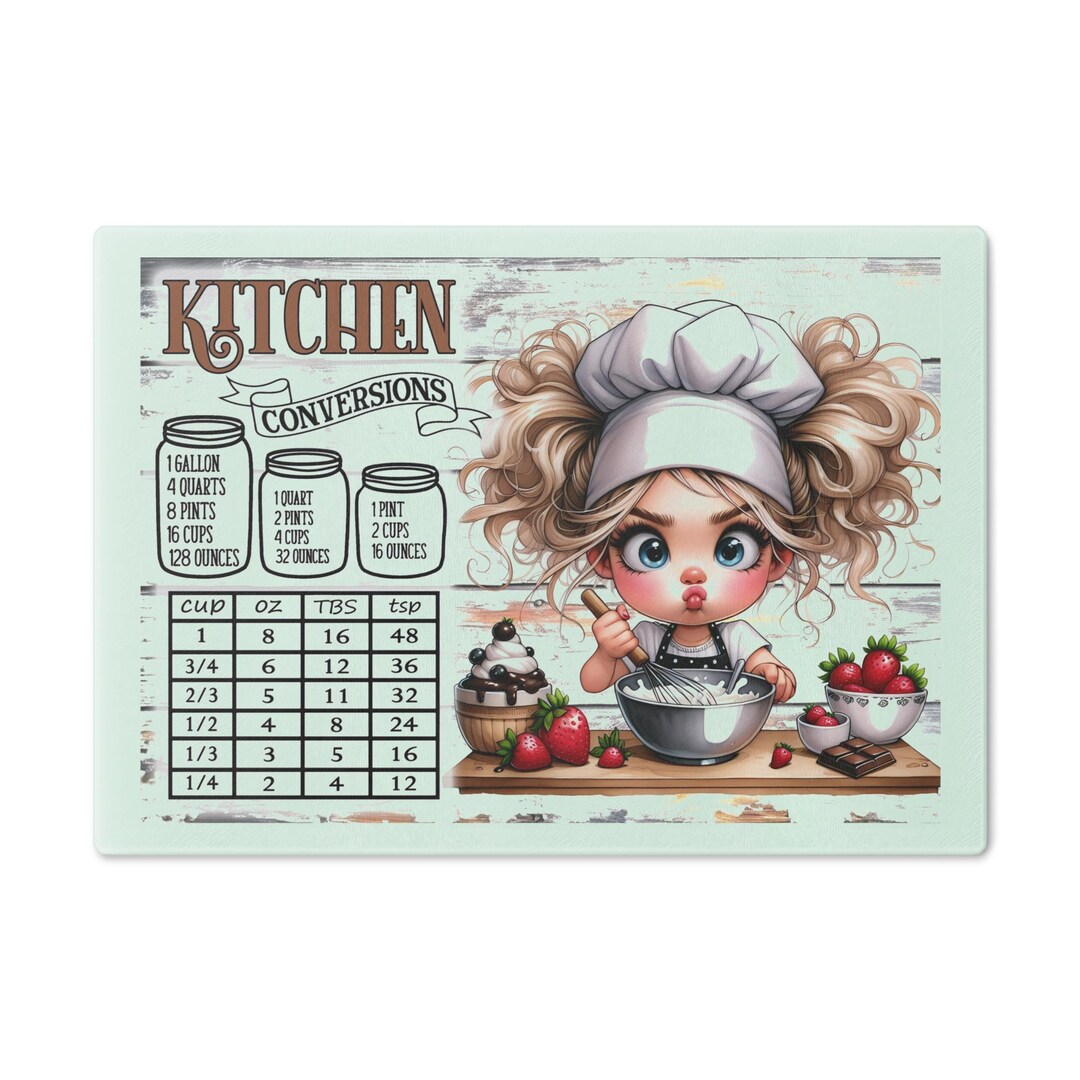 Conversion Chart Fun Funny Kitchen Conversion Chart, Tempered Glass Cutting Board - Etsy
