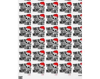 Skull in Santa Hat Wrapping Papers | This Is As Merry As I Get Pattern