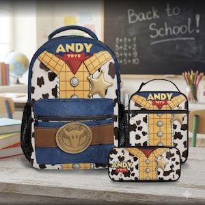 Toy Story Woody Cowboy Rugzak & Bijpassende Lunchtas, Gepersonaliseerde Cowboy Rugzak Set van 43 cm