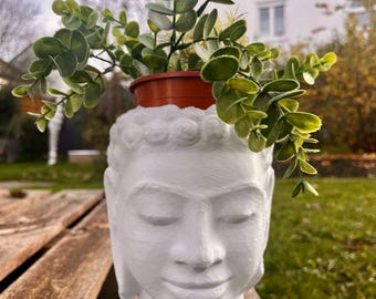 Jardinière buste de Bouddha | Pot de fleurs sculpture classique | Décoration d'intérieur moderne | Vase à fleurs intérieur et extérieur | Cadeau unique pour les amateurs de plantes