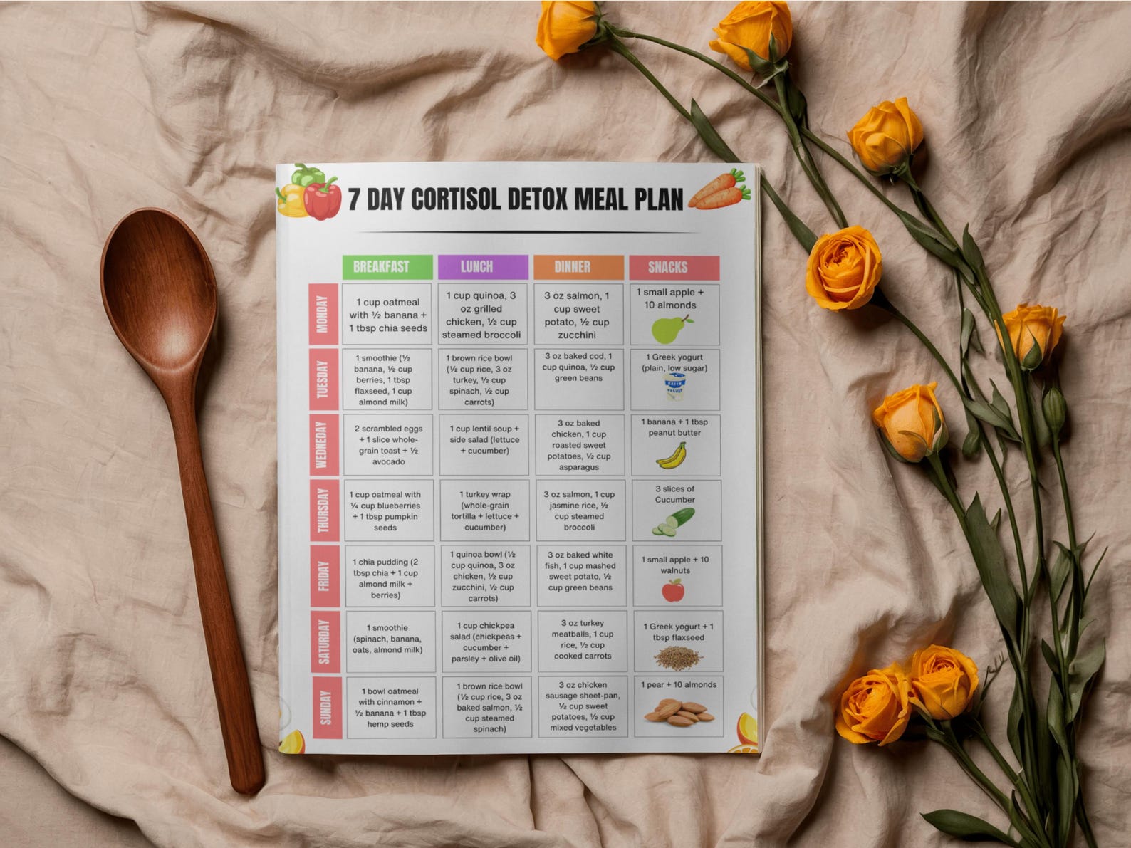7-day Cortisol Detox Meal Plan PDF | Cortisol Detox Diet Food List | Adrenal Support | Recipes ...