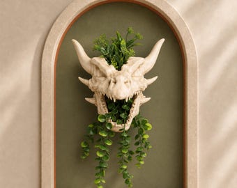 Dragon Skull Planter | Hanging Wall Decor for Dark Academia Homes | Statement Piece for Trailing Greenery | Perfect Gift for Fantasy Fans