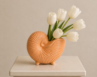 Peach Conch Shell Vase/Plant Pot