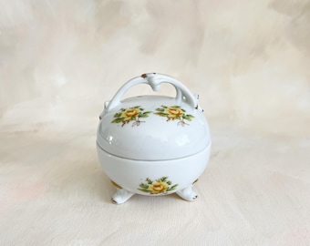 Vintage Porcelain Footed Ring Box