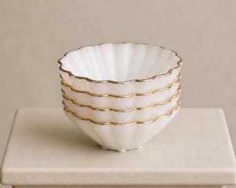 Vintage Anchor Hocking White Milk Glass Bowls (Set of 4)