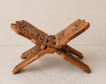 Vintage Carved Wood Book Stand