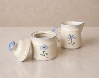 Adorable Painted Ceramic Sugar & Creamer Set