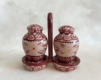 Mexican Style Ceramic Salt & Pepper Shakers with Holder