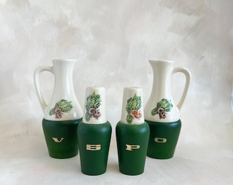 Farmhouse Serving Set: Oil + Vinegar Servers and Salt + Pepper Shakers