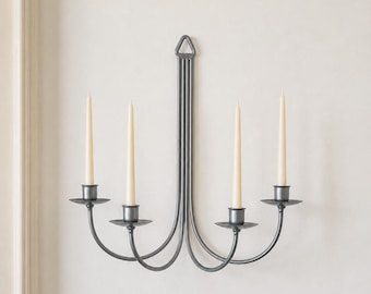 Silver Wall Candelabra with 4 Taper Candle Holders