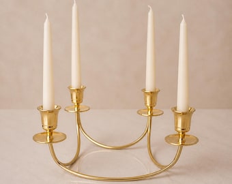 Brass Candelara Centerpiece with 4 Taper Candle Holders