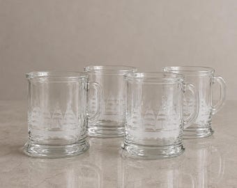 Toscany Clipper Etched Glass Beer Steins (set of 4)