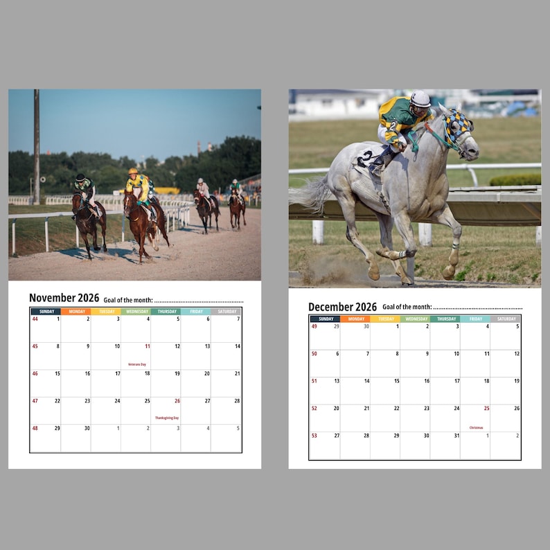 Horse Racing Wall Calendar 2026 - Etsy