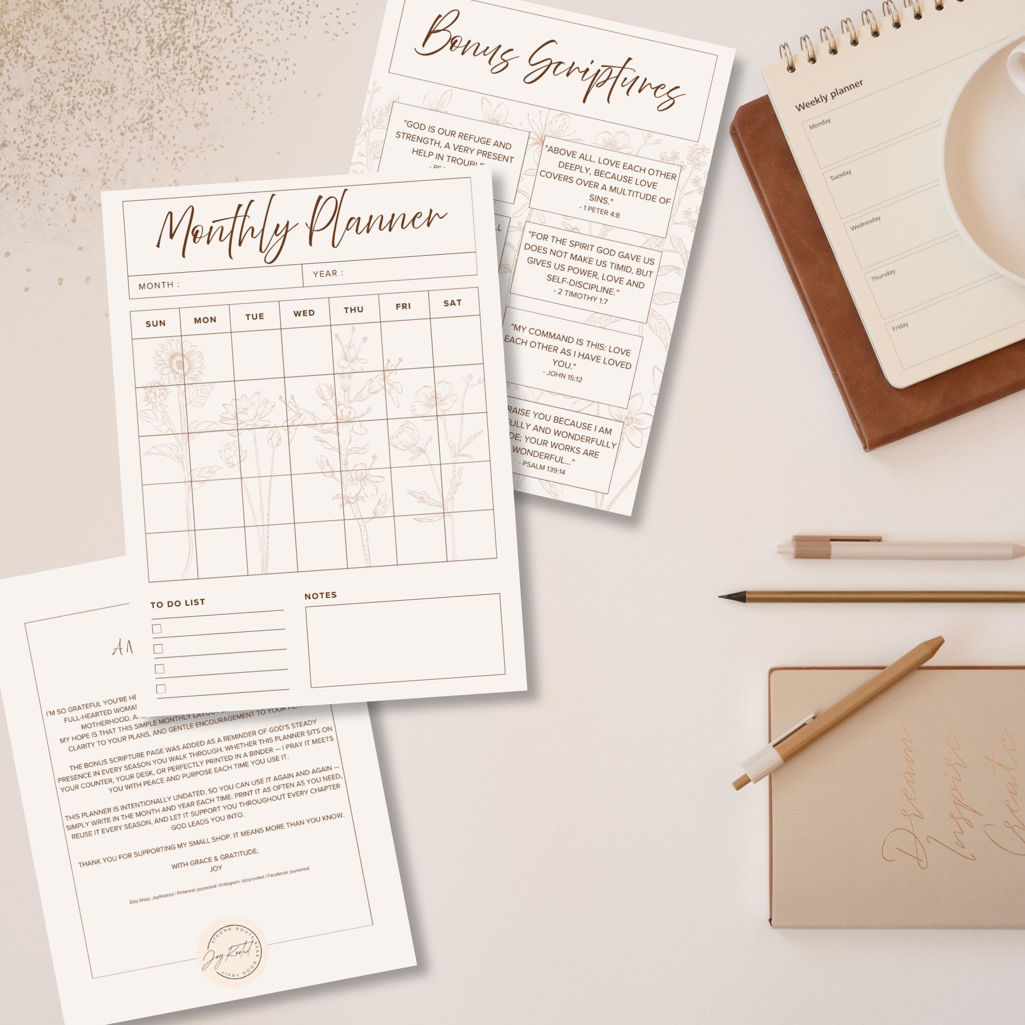 Christian Monthly Planner Printable | Undated Faith Calendar for Moms ...