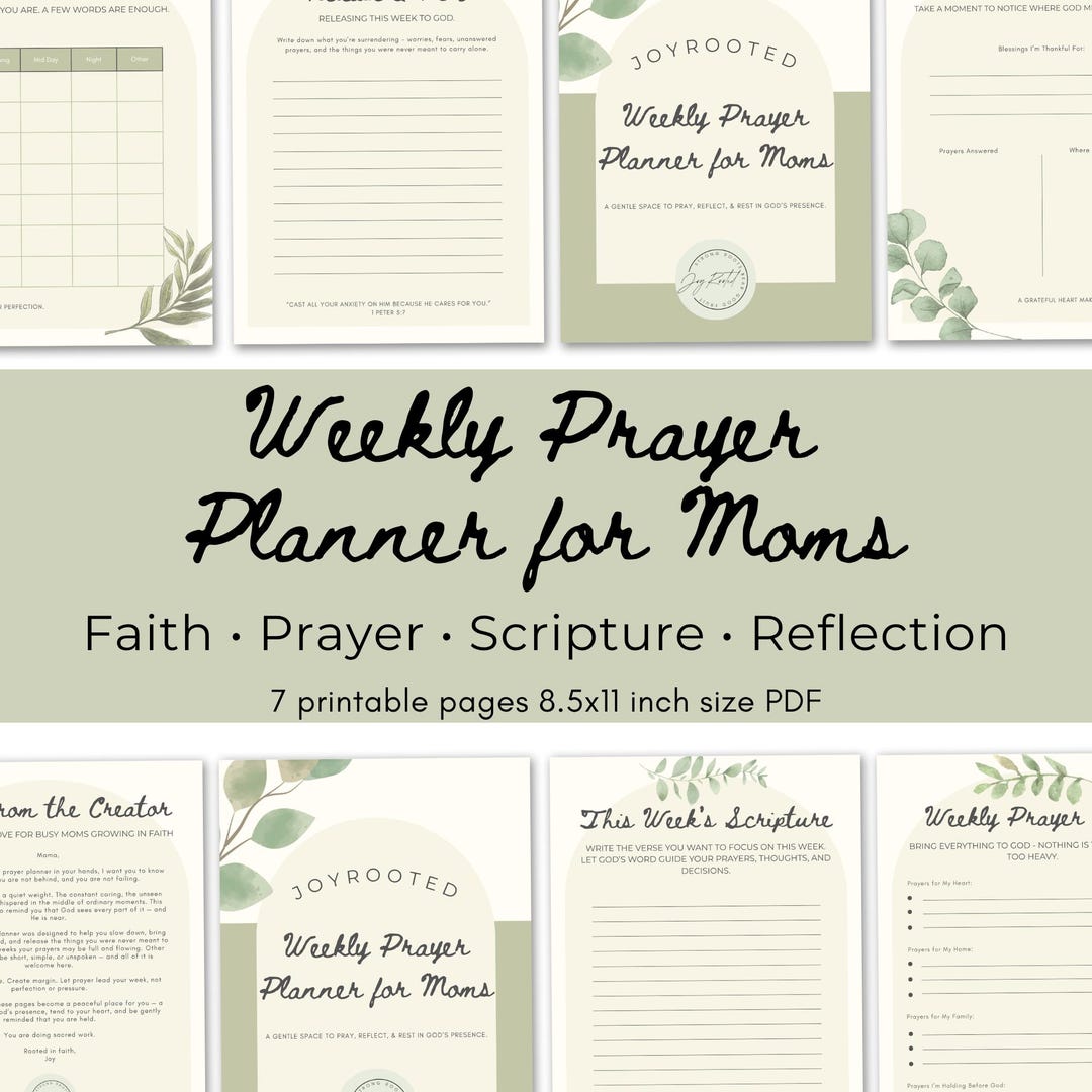 Weekly Prayer Planner for Moms Printable | Christian Faith Journal ...