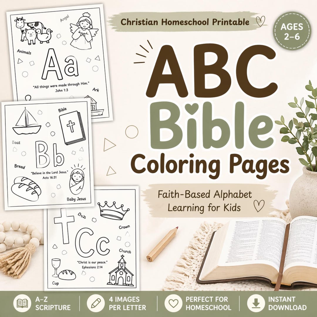 Christian ABC Coloring Pages Printable | Bible Alphabet for Kids ...