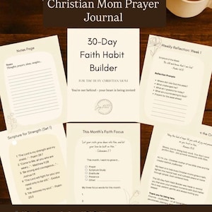 30 Day Faith Habit Builder Printable | Christian Mom Prayer Journal | Quiet Time Devotional Planner for Women | Scripture Journal PDF