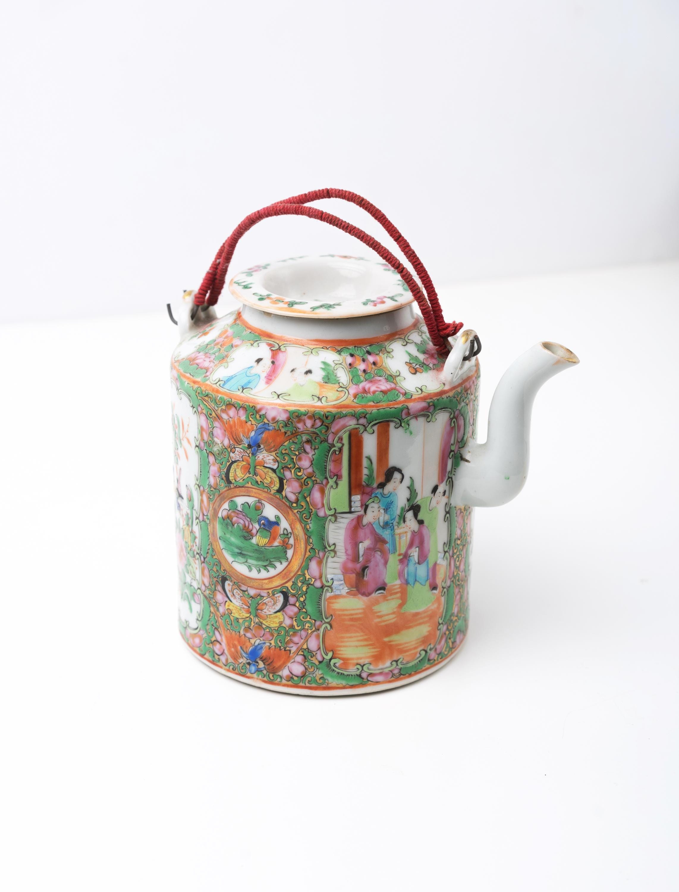 Antique Rose Medallion Teapot - Etsy