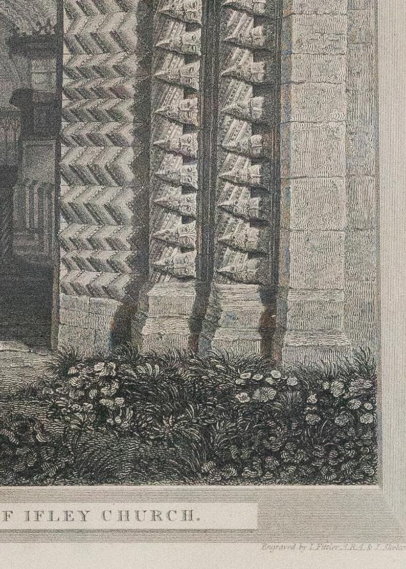 Antique Architectural Engraving – “west Entrance of Iffley Church ...