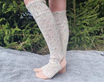 Calentadores de piernas de lana de alpaca suaves hechos a mano – Calcetines de punto sin dedos, cómodos, ideales para ballet y yoga, y para estar en casa en invierno.